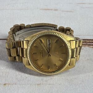 Seiko President SQ 6923‑8089 37mm Gold Tone DayDate Watch – Parts/Repair